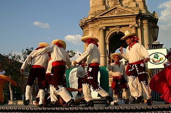 Traditional dancing in the square.
